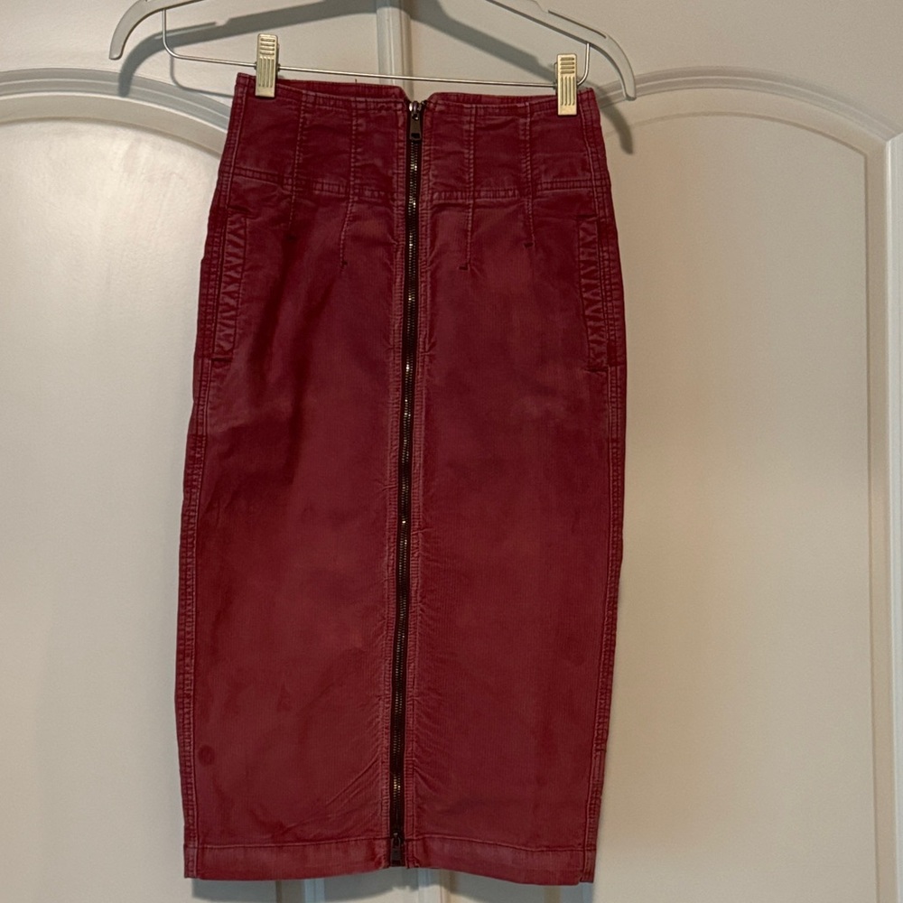 We The Free Burgundy Pencil Skirt with Front Zip